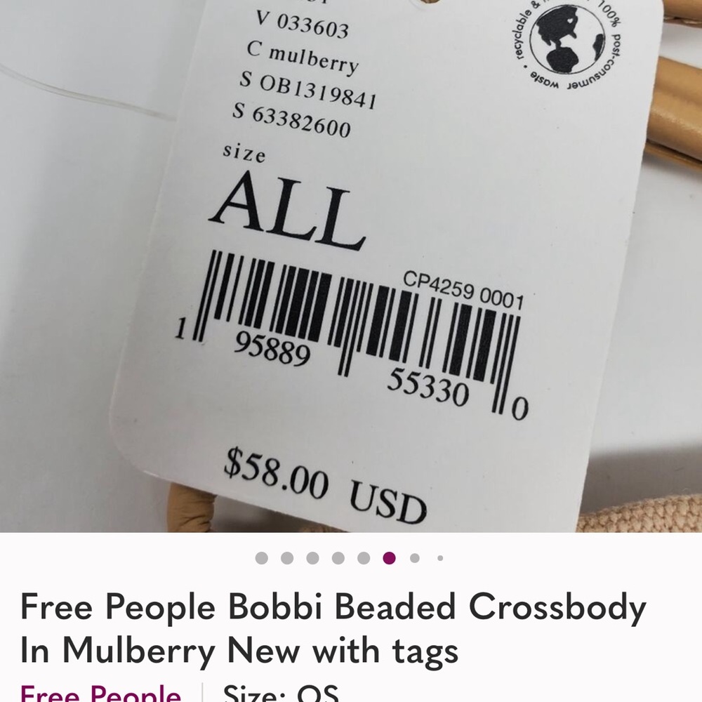 Nwt Free People Beaded Crossbody bag with beads - Picture 6 of 6